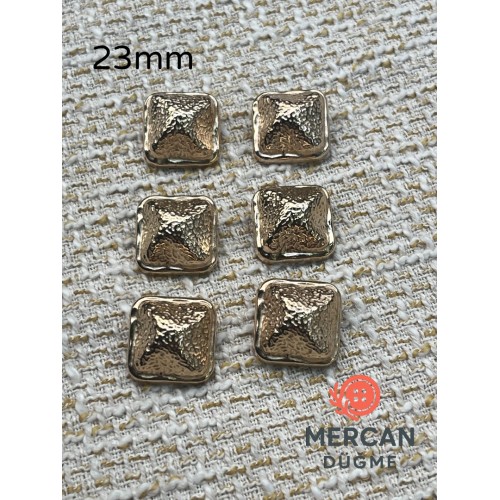 ✨ 23 mm Kare Desenli Gold Metal Düğme –(6 adet) Şık ve Modern Tasarım ✨