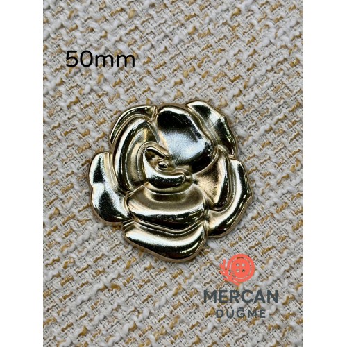 50 mm Metal Gül Desenli Dekoratif Düğme- Çanta Aksesuarı