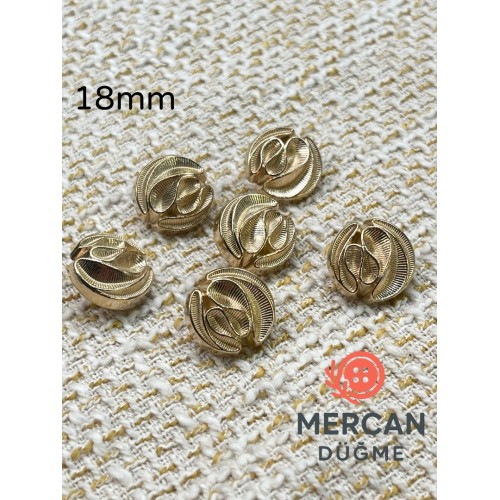 ✨ 18 mm Metal Düğme( 6 adet ) – Kabartmalı Modern Desen, Parlak Altın Renk ✨