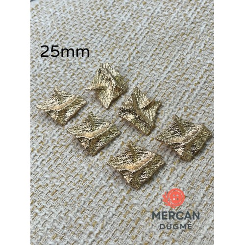 ✨ 25 mm Metal Düğme(6 adet) – Geometrik Kabartmalı Tasarım, Parlak Altın Renk ✨