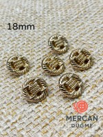 ✨ 18 mm Metal Düğme (6 adet) – Halat Desenli Klasik Tasarım, Parlak Altın Renk ✨