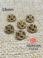 ✨ 18 mm Metal Düğme (6 adet) – Halat Desenli Klasik Tasarım, Parlak Altın Renk ✨