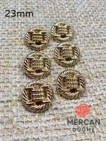 ✨ 23 mm Metal Düğme (6 adet) – Halat Desenli Klasik Tasarım, Parlak Altın Renk ✨