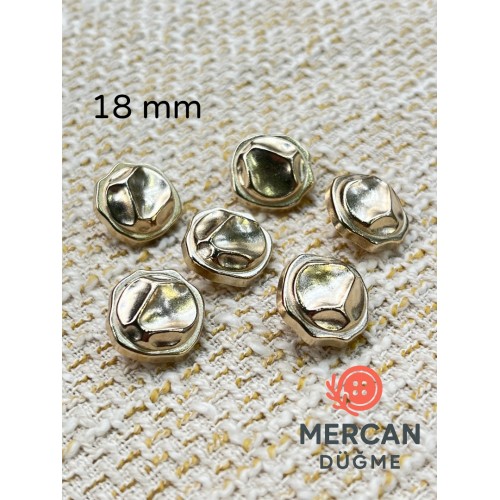 ✨ 18 mm Metal Düğme (6 adet) – Organik Geometrik Tasarım, Parlak Altın Renk ✨