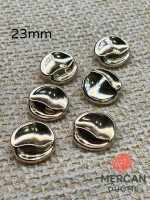 ✨ 23 mm Metal Düğme (6 adet ) – Dalgalı Yüzey Modern Tasarım, Parlak Altın Renk ✨