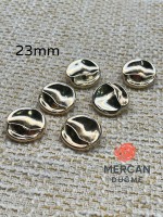 ✨ 23 mm Metal Düğme (6 adet ) – Dalgalı Yüzey Modern Tasarım, Parlak Altın Renk ✨