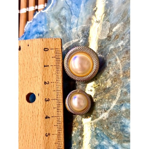 ✨ Çerçeveli İnci Detaylı Premium Düğme | Classic Couture Seri 25 mm 6 adet 15 mm 8 adet