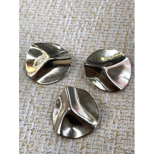 ✨ Premium Gold Metal Düğme – Modern Dalga Desenli 32MM 3 ADET