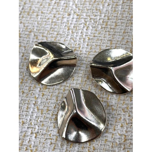 ✨ Premium Gold Metal Düğme – Modern Dalga Desenli 32MM 3 ADET