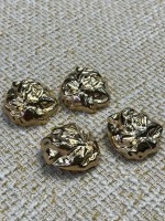 ✨ Premium Gold Metal Düğme – Organik Dokulu Özel Tasarım 32 MM 4 ADET
