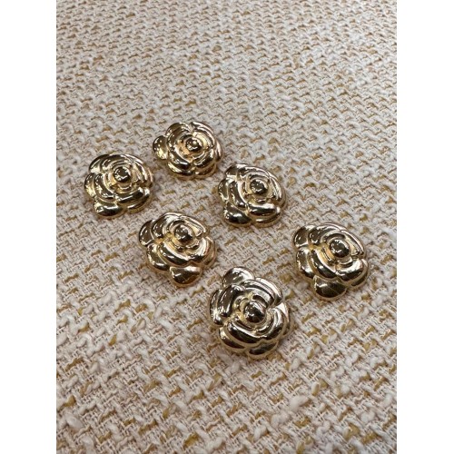 Altın Renk Gül Model Metal Düğme – Klasik & Şık Tasarım 23 mm 6 adet