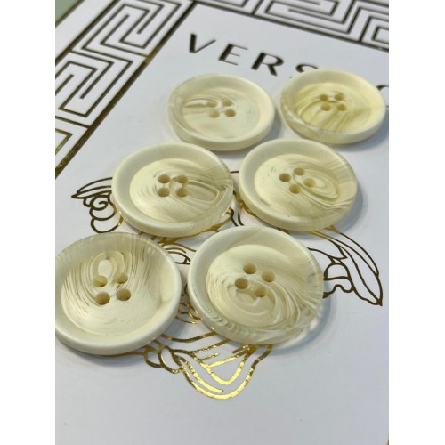 Mercan Düğme Krem Mermer Desenli Polyester Düğme – 30 mm (6 Adet)