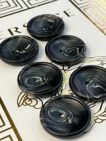 Mercan Düğme Siyah Mermer Desenli Polyester Düğme – 25 mm (6 Adet)