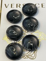 Mercan Düğme Siyah Mermer Desenli Polyester Düğme – 25 mm (6 Adet)