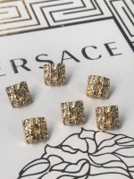 ✨ Premium Gold Dokulu Kare Düğme | Artisanal Couture Seri 15 MM 6 ADET