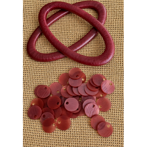 Premium Kemik Çanta Kulp & Pul Seti – Bordo