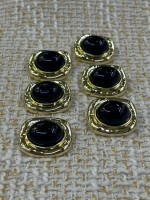 ✨23mm  Gold Çerçeveli Siyah Taşlı Düğme – Klasik & Şık Tasarım