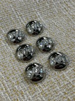 ✨23mm  Silver Kristal Detaylı Oval Düğme – Modern & Işıltılı Tasarım