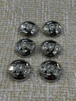 ✨23mm  Silver Kristal Detaylı Oval Düğme – Modern & Işıltılı Tasarım