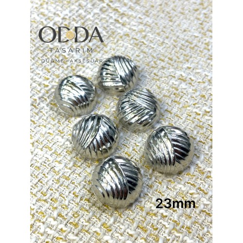 ✨ 6’lı 23 mm Gümüş Çapraz Dokulu Metal Düğme Seti – Klasik & Güçlü