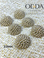 ✨ 6’lı 23 mm Gold Boncuk Dokulu Metal Düğme Seti – Işıltılı & Şık