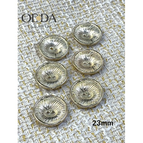 ✨ 6’lı 23 mm Gold Işın Desenli Metal Düğme Seti – Klasik & Zarif