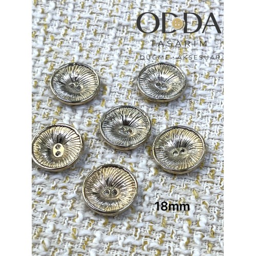 ✨ 6’lı 18 mm Gold Işın Desenli Metal Düğme Seti – Klasik & Zarif