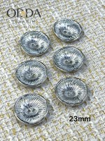 ✨ 6’lı 23 mm Gümüş Işın Desenli Metal Düğme Seti – Modern & Şık