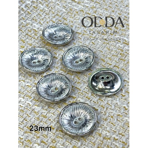 ✨ 6’lı 23 mm Gümüş Işın Desenli Metal Düğme Seti – Modern & Şık